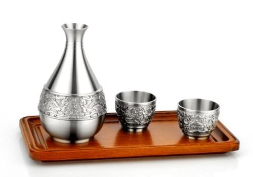 锡器清酒酒具酒杯套装祥龙锡壶锡杯