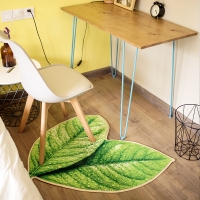 趋然（榆叶）创意绿色树叶子地垫 个性加厚海绵浴室厨房走廊壁炉毛绒地毯