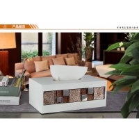 新古典欧式欧美样板房创意家居软装饰品马赛克实木纸巾盒抽纸盒
