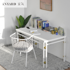[InYard原创]充电书桌1.3米/北欧简约金属多功能小户型写字台桌子