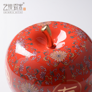 艺伙瓷客四季平安骨瓷摆件陶瓷白瓷创意家居可爱苹果礼品